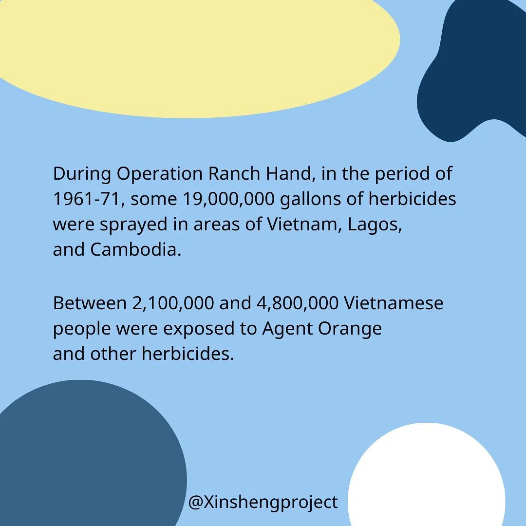 During Operation Ranch Hand, in the period of 1961-71, some 19,000,000 gallons of herbicides were sprayed in areas of Vietnam, Laos, and Cambodia. 

Between 2,100,000 and 4,800,000 Vietnamese people were exposed to Agent Orange and other herbicides.