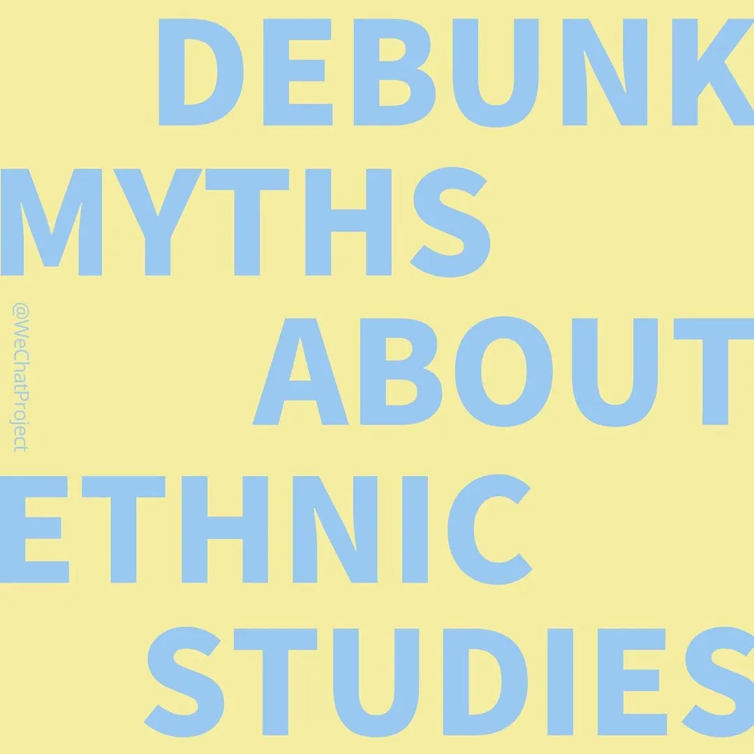 Blue text on yellow background: debunking myths about ethnic studies